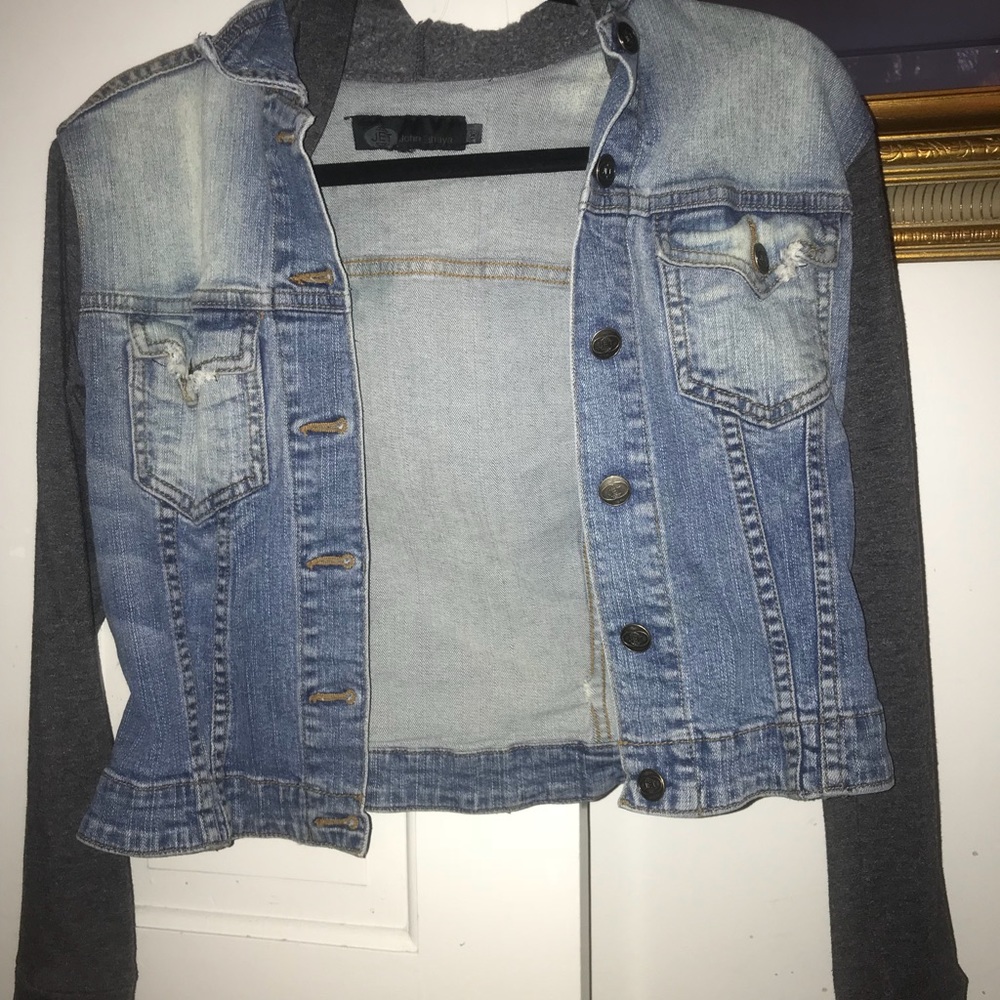 Jet by John Eshaya sweatshirt jean jacket